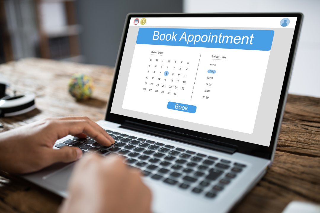 Booking Meeting Appointment On Laptop Computer Online