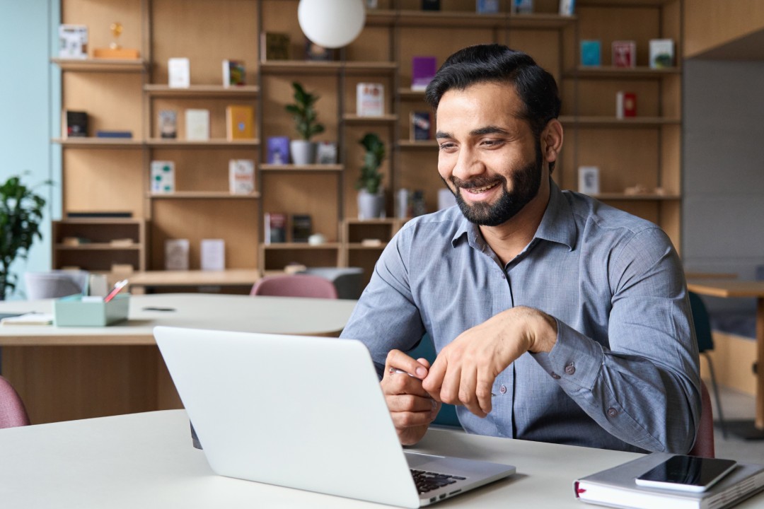 Man in front of computer